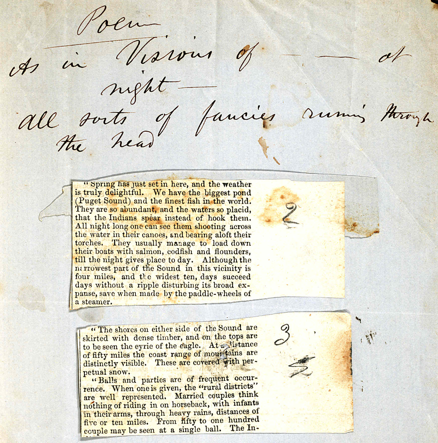 Single leaf of notes possibly related to the poem eventually titled
                  Sleepers. From the Walt Whitman Archive (Duke 258).